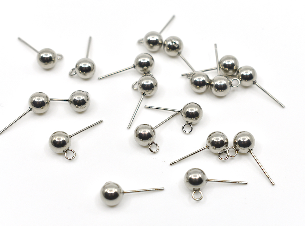 6mm Stainless Steel Ball Stud Earring Posts with Side Facing Loop | The ...