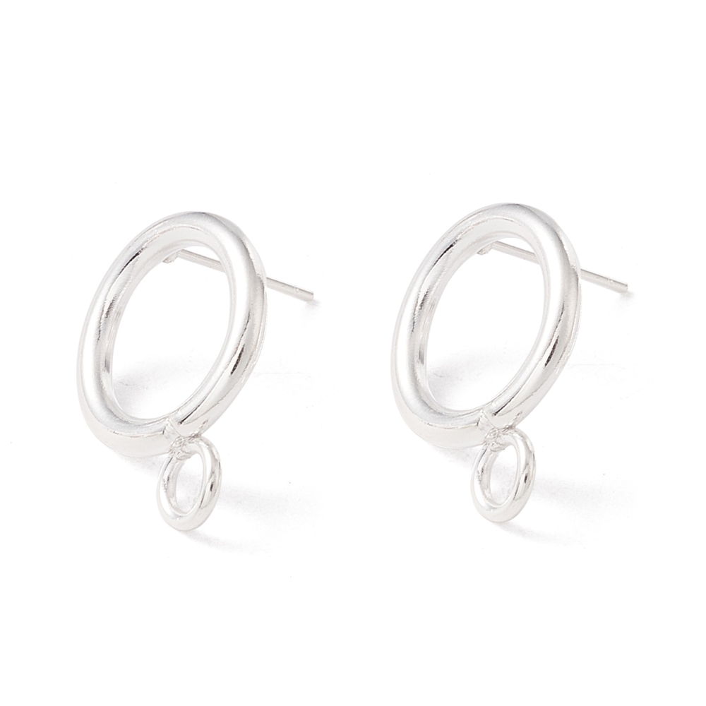 Circle Outline Ear Studs with Loop (Silver Plated) | The Whimsical Bead